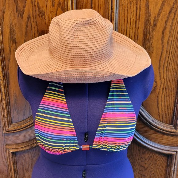 Colorful multi stripe triangle string bikini swim top. Sz: M - Picture 3 of 4